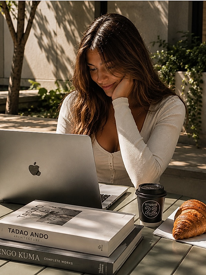 Studio 22 coffee cup and croissant